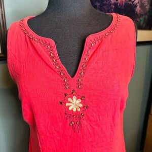 Sag Harbor Coral Embellished Midi Dress size 8